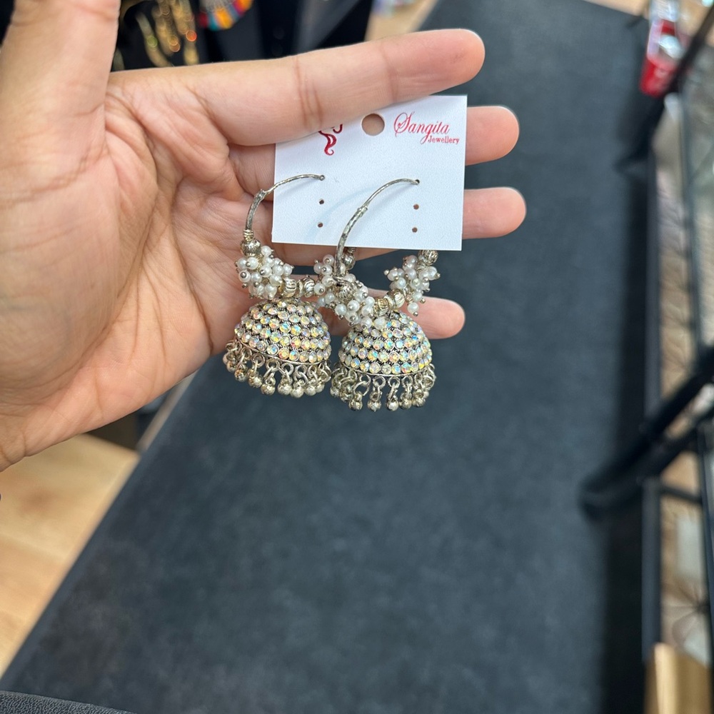 Silver and Gold Jhumka Earrings